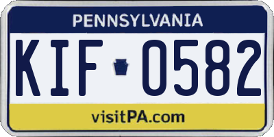 PA license plate KIF0582
