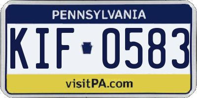PA license plate KIF0583