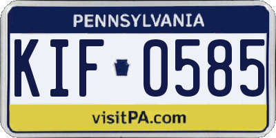 PA license plate KIF0585