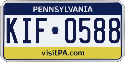 PA license plate KIF0588