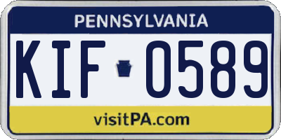 PA license plate KIF0589