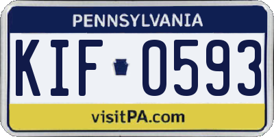 PA license plate KIF0593