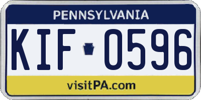 PA license plate KIF0596