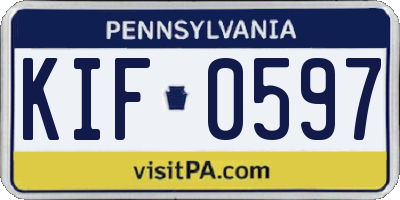 PA license plate KIF0597