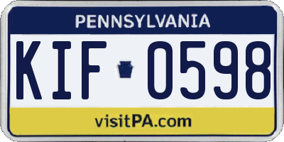 PA license plate KIF0598