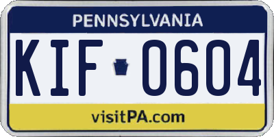PA license plate KIF0604