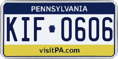 PA license plate KIF0606