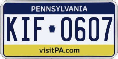 PA license plate KIF0607