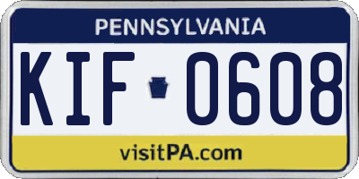 PA license plate KIF0608