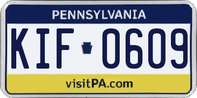 PA license plate KIF0609