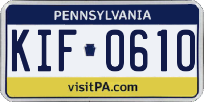 PA license plate KIF0610
