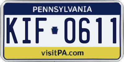 PA license plate KIF0611