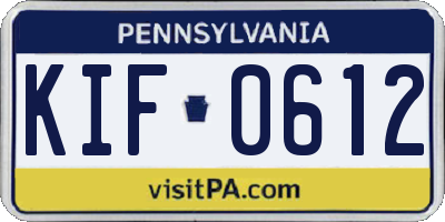 PA license plate KIF0612
