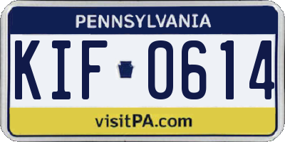 PA license plate KIF0614