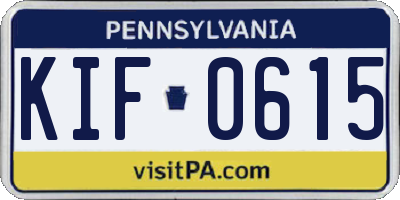 PA license plate KIF0615