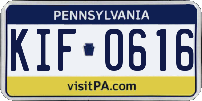 PA license plate KIF0616