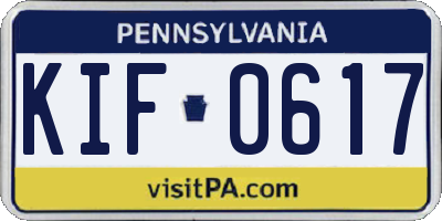 PA license plate KIF0617
