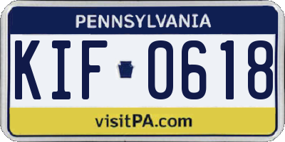 PA license plate KIF0618