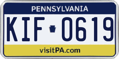 PA license plate KIF0619