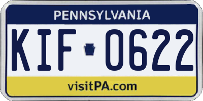PA license plate KIF0622