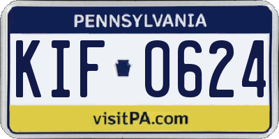 PA license plate KIF0624