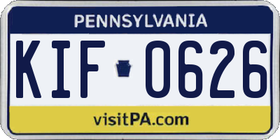 PA license plate KIF0626