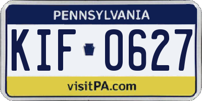 PA license plate KIF0627