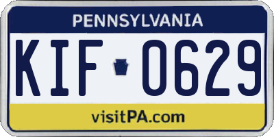 PA license plate KIF0629