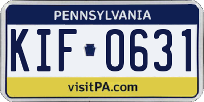PA license plate KIF0631