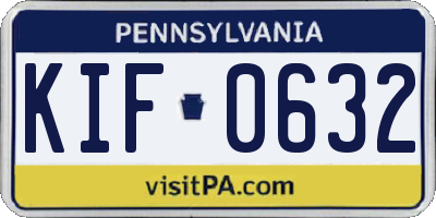 PA license plate KIF0632