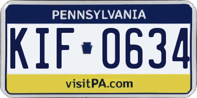PA license plate KIF0634
