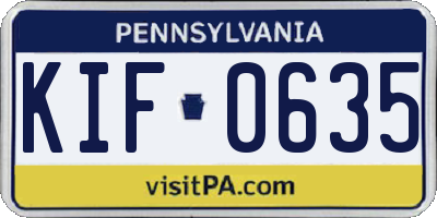 PA license plate KIF0635