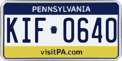 PA license plate KIF0640