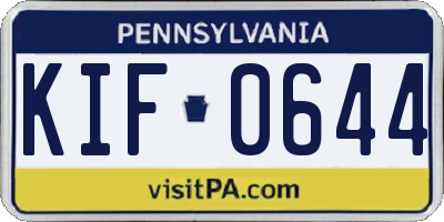 PA license plate KIF0644