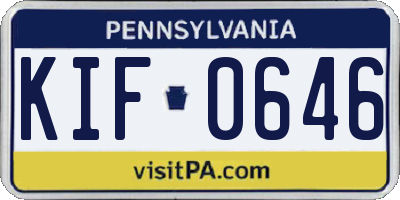 PA license plate KIF0646