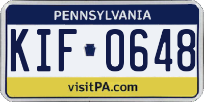 PA license plate KIF0648