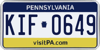 PA license plate KIF0649