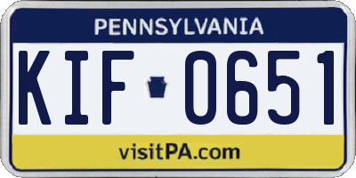 PA license plate KIF0651