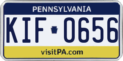 PA license plate KIF0656