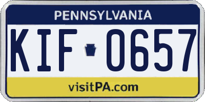 PA license plate KIF0657