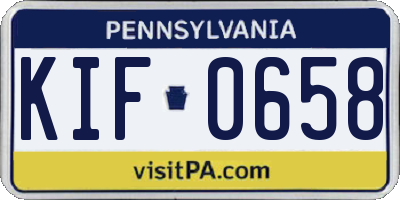 PA license plate KIF0658