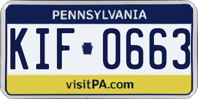 PA license plate KIF0663