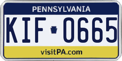 PA license plate KIF0665