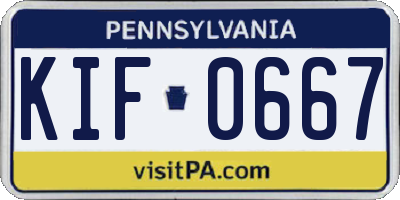 PA license plate KIF0667