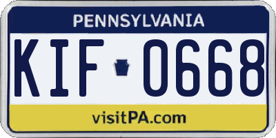 PA license plate KIF0668