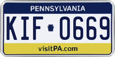 PA license plate KIF0669