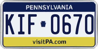 PA license plate KIF0670