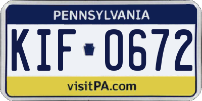 PA license plate KIF0672