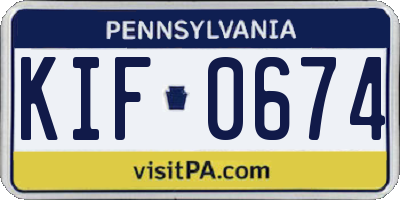 PA license plate KIF0674