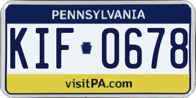 PA license plate KIF0678